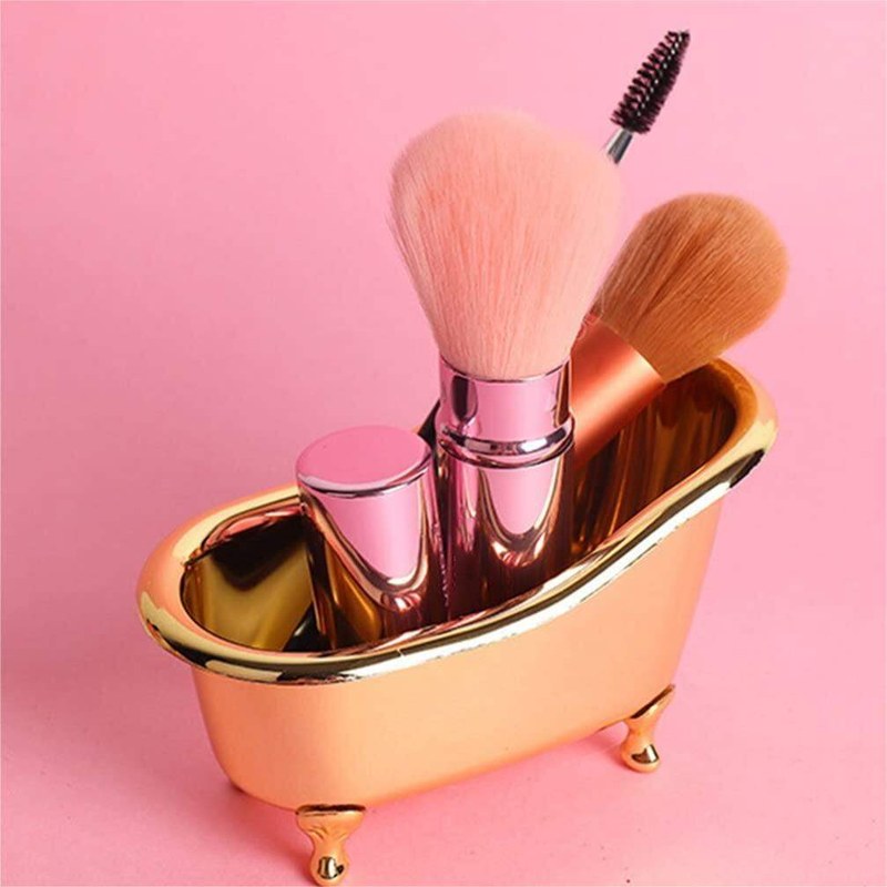 Bathtub Soap Dish, Plastic Soap Holder Tray Mini Bathtub Desktop Organizer for Makeup, Cosmetics, Bathroom Accessories Miniature Tub Decorations