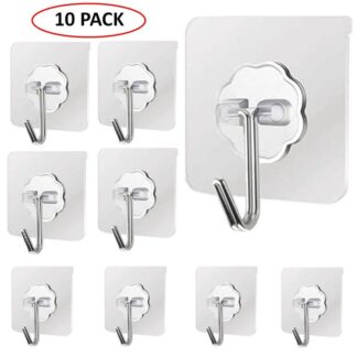 10pcs Traceless Punch-free Wall Hook, Mounted Plastic Hook Rack For Keys, Hats, Towels, Self-Adhesive Household Hook For Sundries, Essential Storage Organization For Bathroom, Bedr