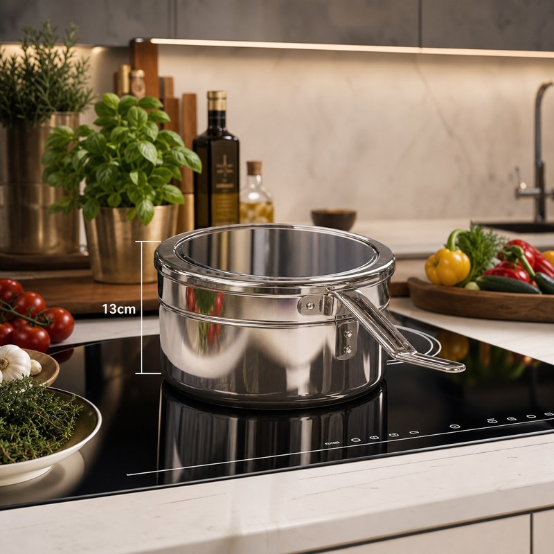 2-in-1 Premium 3-Ply Stainless Steel Deep Saucepan With Convertible Frying Pan Lid (28cm / 13cm) - Heavy Duty Induction Bottom Multipurpose Cookware Set for Smart Kitchen