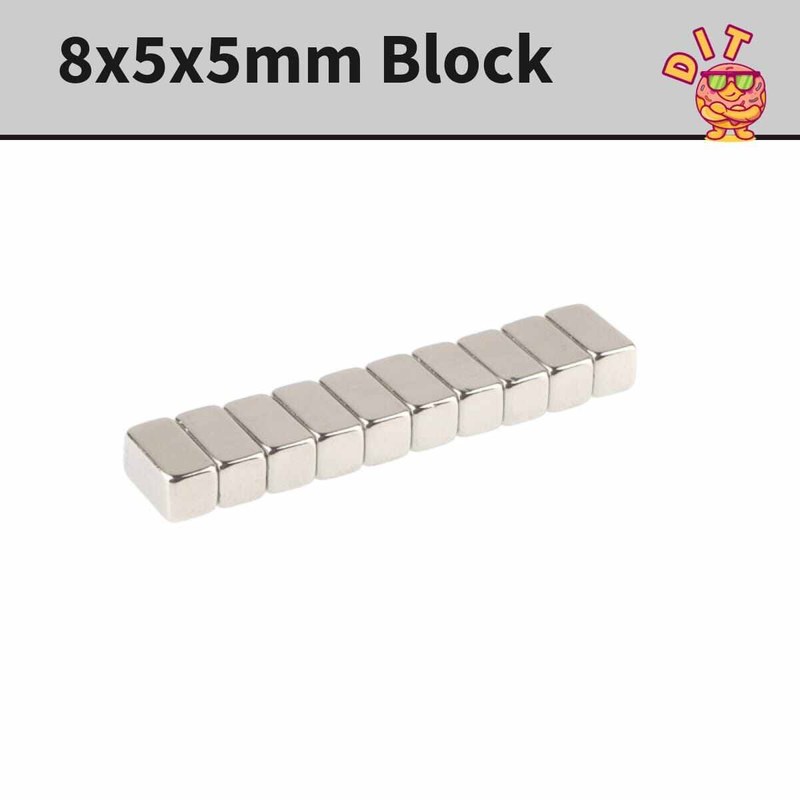 Super Strong Neodymium Nickel Coated Magnet Block 8x5x5mm for DIY Projects, Office Organization, Home Use - New