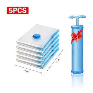 5 Pack Vacuum Storage Bag Combo set - Space Saver Solution for Home Organization Size 50x70cm/60x80cm/80x90cm