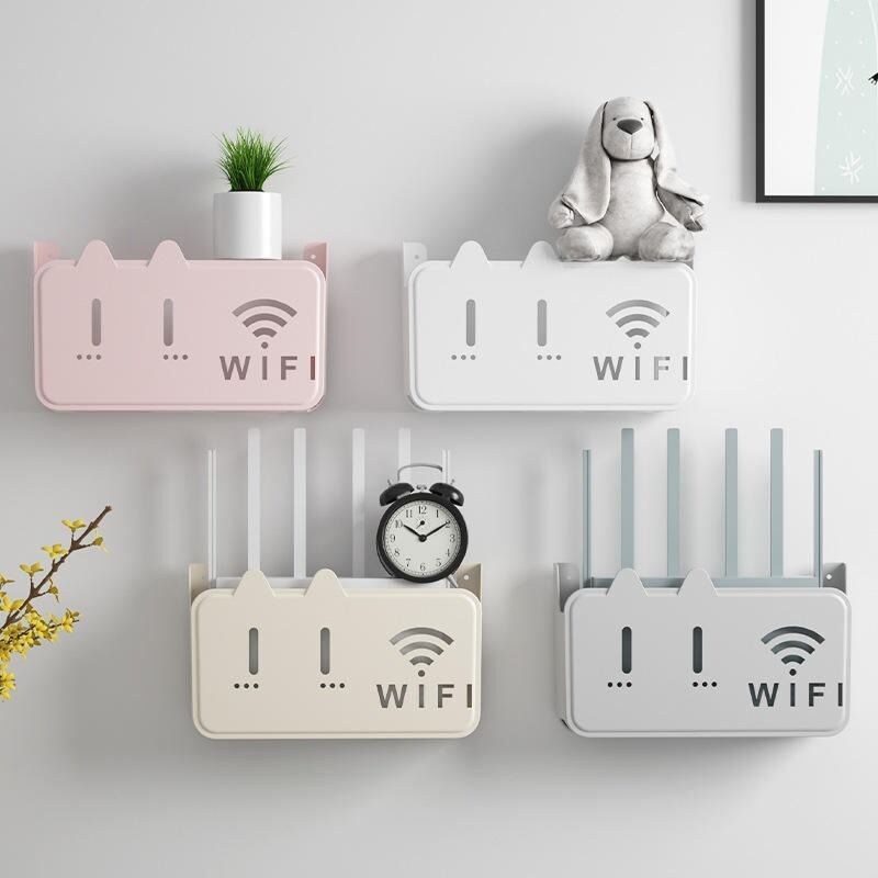 Wireless Wifi Router Shelf Storage Box Wall Hanging ABS Plastic Organizer Box Cable Power Bracket Organizer Box Home Decor