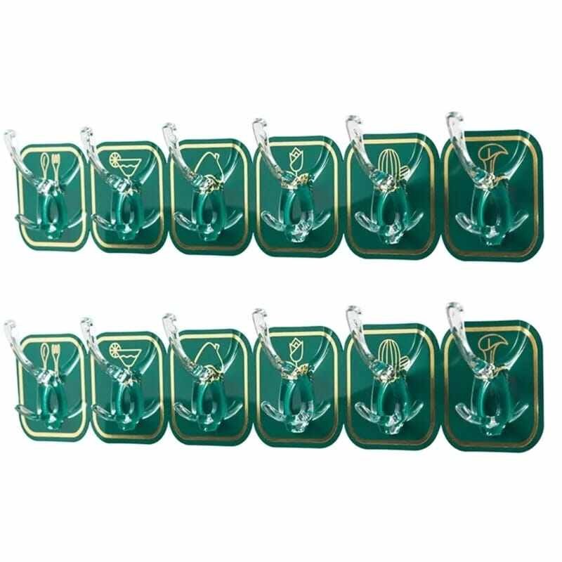 Coat Hook Heavy Duty Multifunctional Home Organization Two Prongs Kitchen Bathroom Wall Mounted Towel Hanger Household Products-6 pcs set