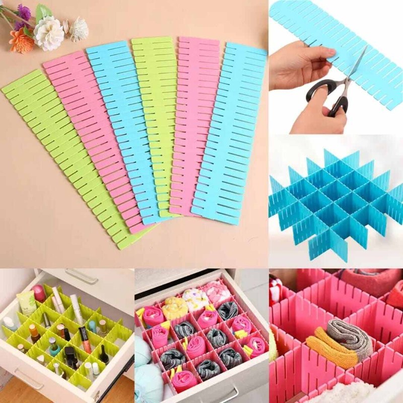 Adjustable Drawer Organizer Grid Dividers Plastic DIY Partition Storage Box for Home, Office & Shop Use