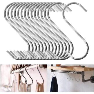 High-Quality S-Shaped Steel Storage Hooks, Heavy-Duty Closet Hangers for Home Organization in Kitchen & Bathroom