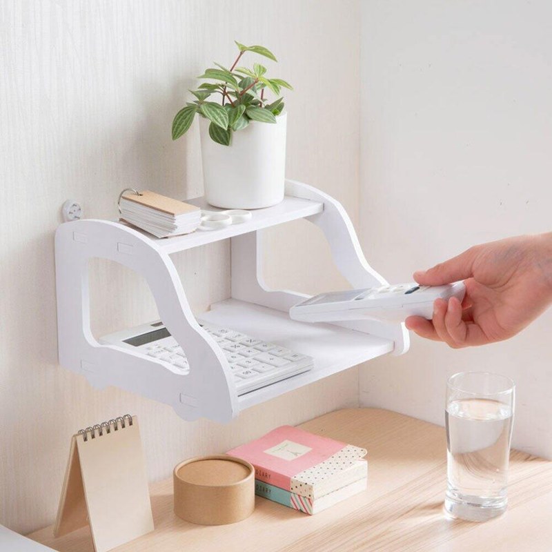 Home Decor WiFi Router Stand โ Double Layer Wall Shelf Organizer for Living Room & Office