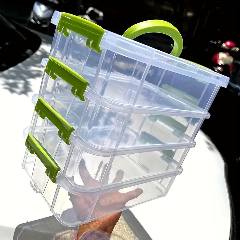 4-layer Transparent Plastic Storage Box Cover Partitioned Drawer Storage Box Building Block Storage Box Portable Storage Box