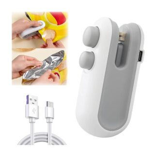 Mini Bag Sealer, 2 in 1 USB Rechargeable Bag Sealer Heat Seal Cutter, Rechargeable Mini Snack Bag Sealer, Portable Resealer Machine for Plastic Bags Food Storage Snacks Freshness
