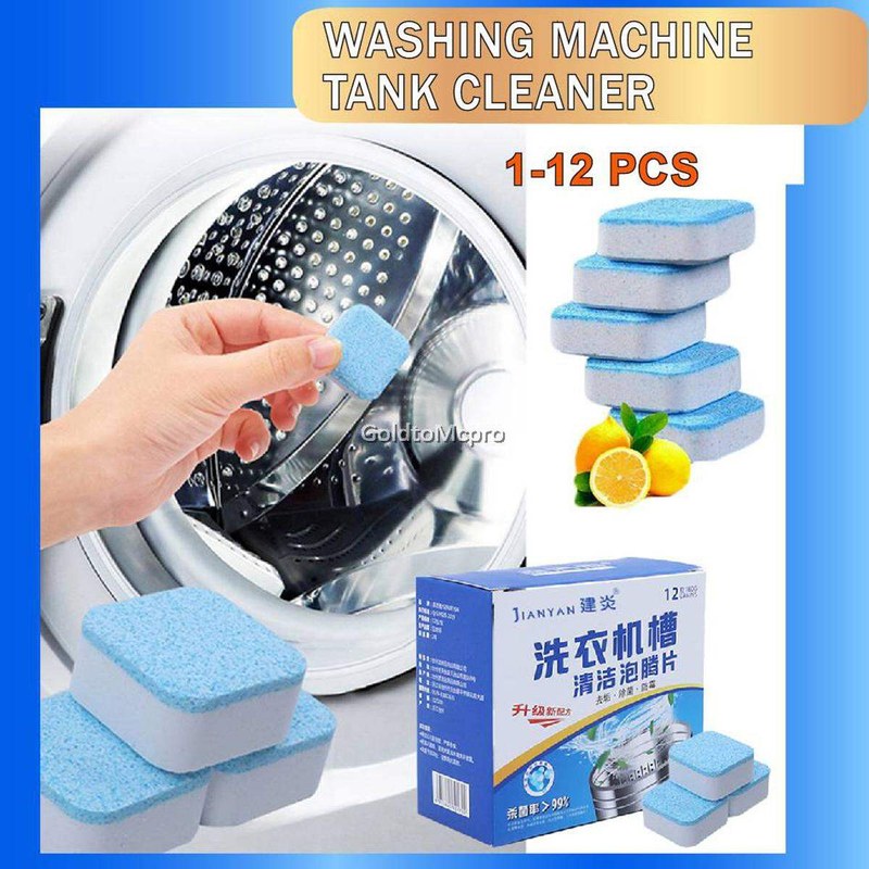 1box Washing Machine Cleaner - 12 Pcs Washing Machine Cleaning Washer Cleaning Detergent Effervescent Tablet Washing Machine Slot Cleaning Tablet (12pcs)