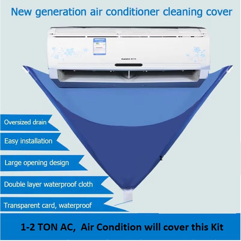 Air Conditioner Cleaning Cover With Water Darin line Waterproof Air Conditioner Up to 2 Ton AC Cleaning Dust Protection Cleaning Cover Bag